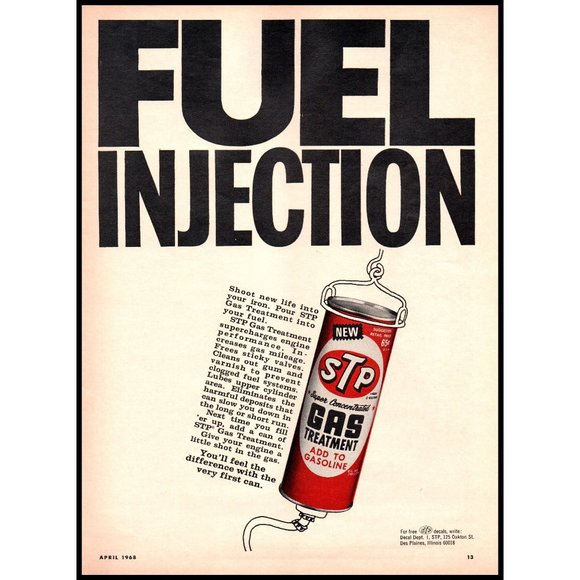 1968 STP Fuel Injection Gas Treatment Vintage Print Ad Man Cave Wall Art Decor - Picture 1 of 1